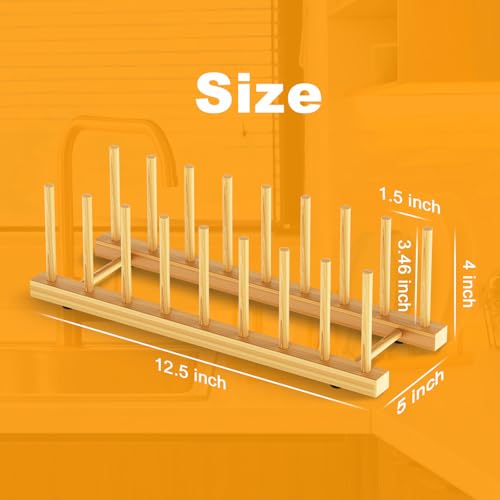 Mukylar 8-Slot Bamboo Dish Drying Rack - Eco-Friendly Plate & Bowl Organizer