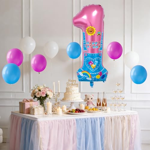 40'' Rainbow Number 1 Balloon for 1st Birthday Party Decorations