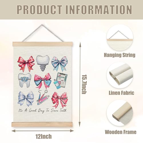 Coquette Pink Bow Dental Office Wall Art Poster - 12x16 Inch Canvas