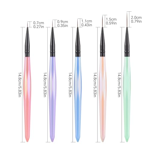 KAZIPOP 10PCS Acrylic Nail Brushes Set for Gel Polish Art and Liner Painting