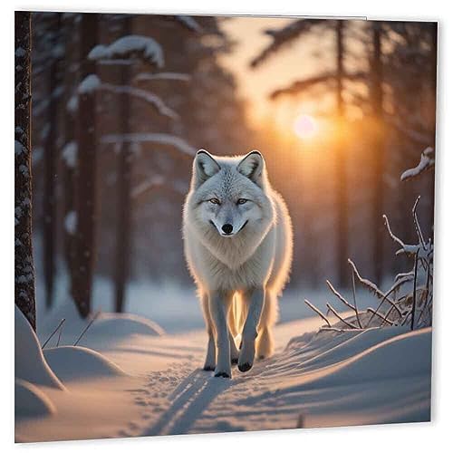 Arctic Wolf Greeting Card Square Birthday Snow Wolves Card 147mm