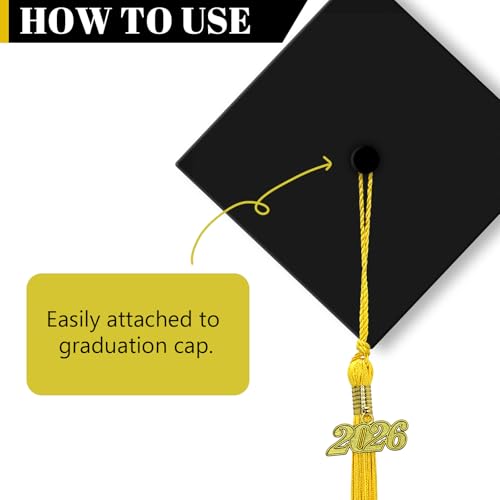 2026 Gold Graduation Tassel with Date Charm - 9.4 Inches