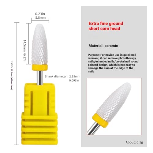 TIKMNO Ceramic Nail Drill Bits Set - 4 Pcs 3/32 Inch Professional Efile Bits