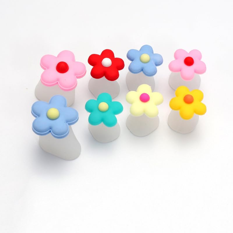 Silicone Toe Separators for Pedicure Nail Polish, 8 Pcs Red Flower Spacers