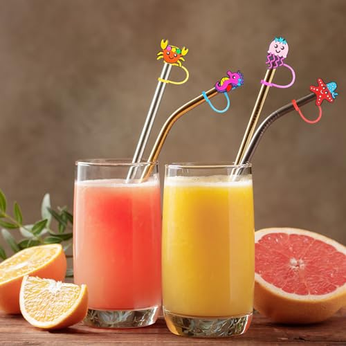 12PCS Under The Sea Silicone Straw Caps for 10mm Straws
