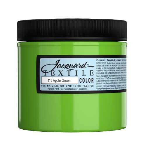 Jacquard Textile Color Fabric Paint - Apple Green, 8 Oz Permanent Paint