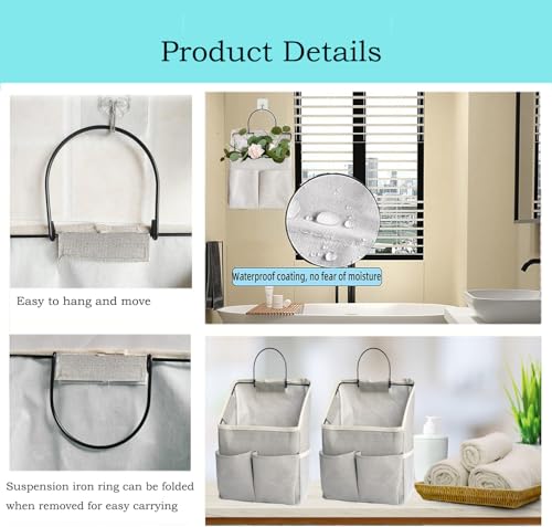 Wall Hanging Storage Bag with Pockets - White Organizer for Home