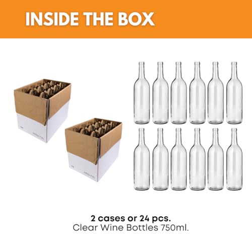 FastRack 24 - 750ml W5 Clear Bordeaux Wine Bottles-2 Cases, 750ml