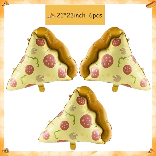 6-Piece Pizza Slice Foil Balloons - 23" Mylar Party Decorations