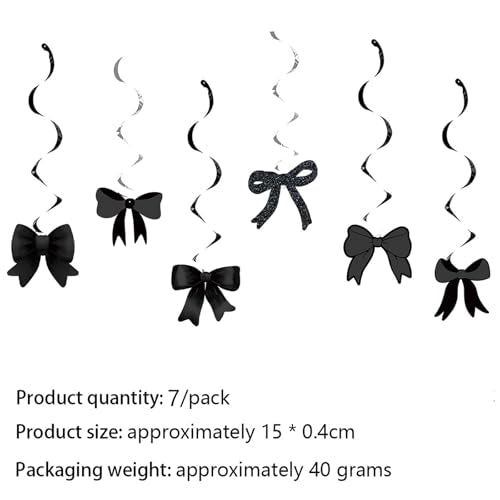 Elegant Black Bow Birthday Banner and Swirls Decorations