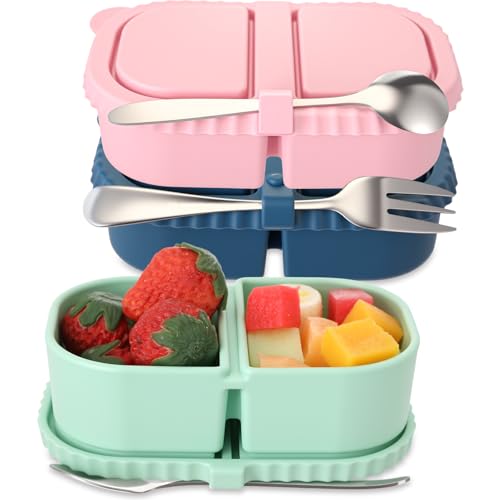 Remerry Silicone Reusable Snack Containers with Lids - 3 Pack, 8.5oz