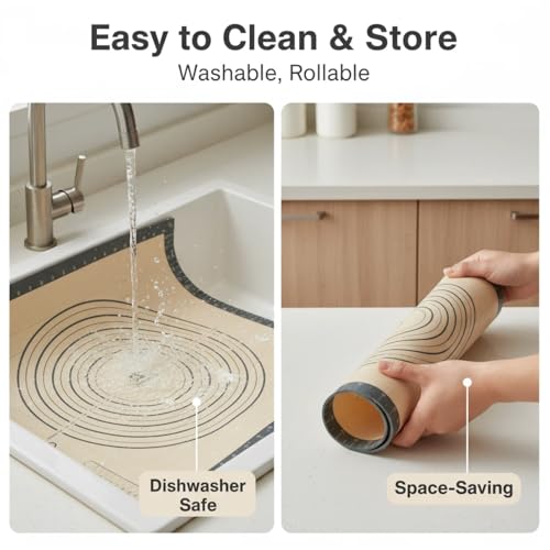 QUELLANCE Extra Large Silicone Baking Mat - 28x20 Inch Nonstick Gray