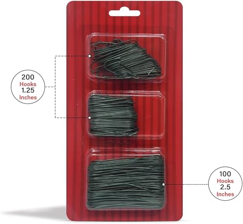Bexter 300 Pack Green Christmas Tree Ornament Hooks - 2 Sizes