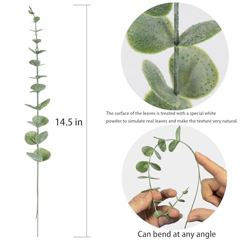 10pcs Artificial Eucalyptus Stems, 14.5in Realistic Fake Greenery Branches