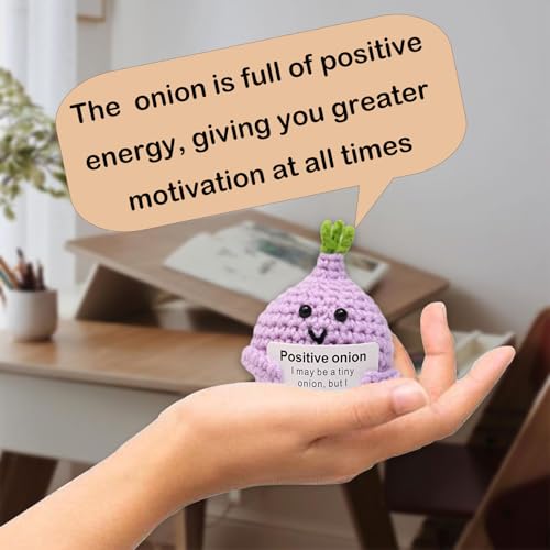 Gamito Handmade Emotional Support Onion Crochet Doll with Motivational Card