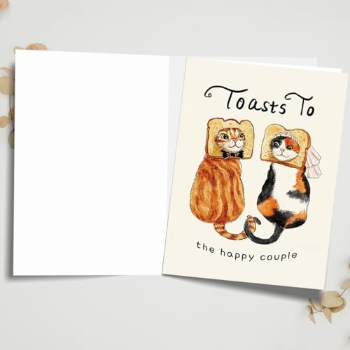 Funny Wedding Card for Bride and Groom - Cute Cat Toast Design (ZC-019)
