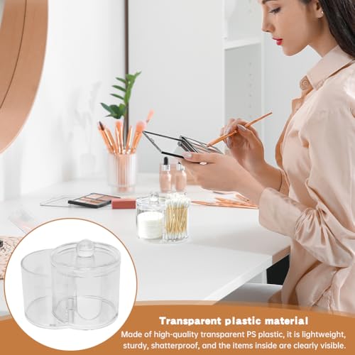 Acrylic Q Tip Holder with Dustproof Lid - Dual-Compartment Organizer