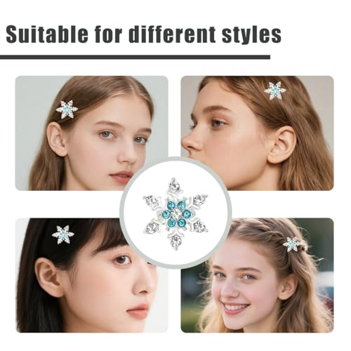 Sparkling Snowflake Rhinestone Hair Clips 10-Piece Set Green