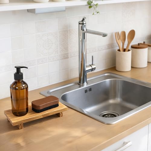 ORNAROVI Brown Wooden Bathroom Pedestal Stand - Small Farmhouse Soap Tray