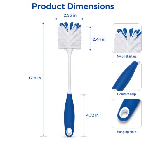 PHYEX 2-Pack Bottle Cleaning Brush - Durable Nylon Bristles, Blue