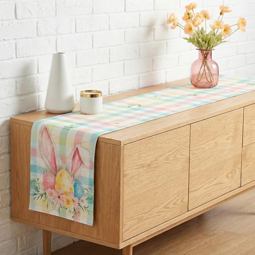 Easter Buffalo Plaid Table Runner 13 x 72 Linen Farmhouse Decor
