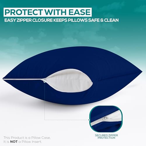 King Size Pillow Protectors with Zipper - Set of 2, Waterproof & Dust Mite Proof
