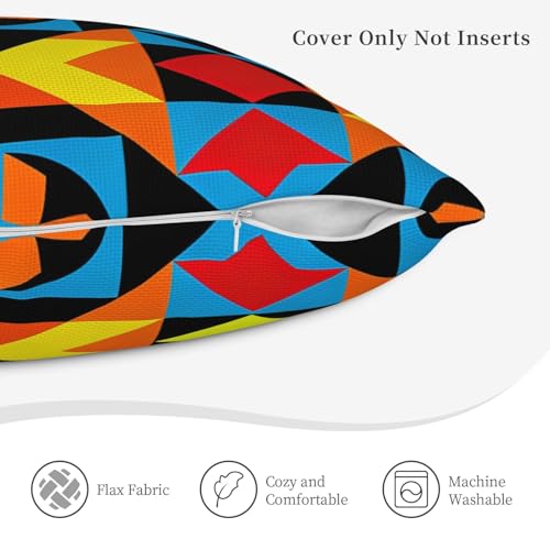 Colorful African Ethnic Print Throw Pillow Covers 18x18 - Set of 2