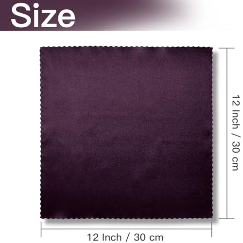 12 Pack Eggplant Purple Satin Napkins 12x12 Inch - Scalloped Edges