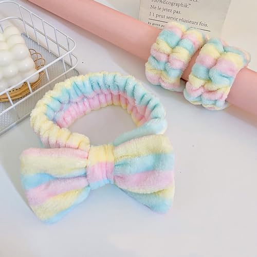 Wrahonbi Microfiber Spa Headband and Absorbent Wristbands Set