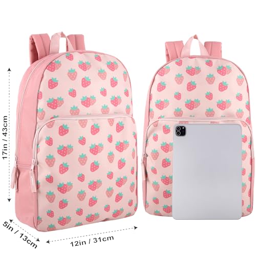 Trail Maker Kids School Backpack 17 Inch Sweet Strawberries Print for Girls & Boys