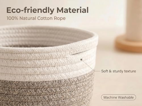 Woven Toilet Paper Basket - Cotton Rope Over Tank Organizer, White & Brown