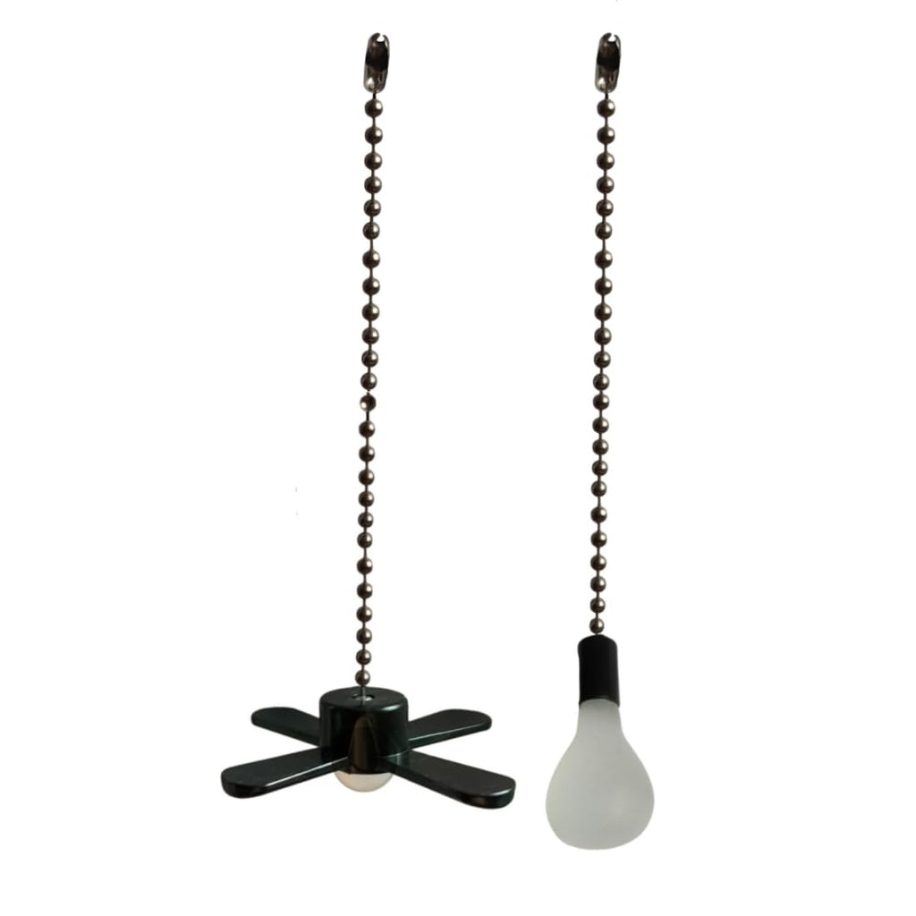 QLXHBOT Pull chain, Ceiling Fan Pull Chain Extender,3.3mm Diameter Beaded Ceiling Fan Pull Chain Decorative Light Bulb and Fan 12 Inches Fan Pull Chain Set Black, 4Pcs