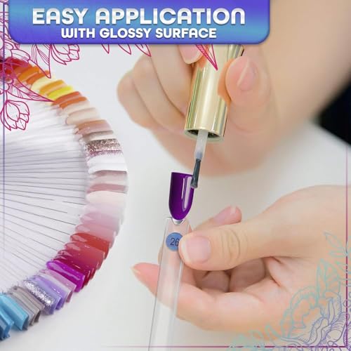Novsix 50 Pcs Clear Nail Swatch Sticks with Metal Ring and Numbered Tips