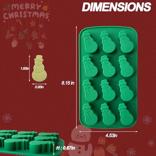 Snowman Silicone Chocolate Mold Christmas Candy & Ice Cube Trays - 24 Cavities