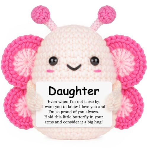 Handmade Crochet Butterfly Gift for Daughter with Heartfelt Card