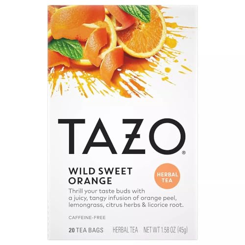 Tazo Wild Sweet Orange Herbal Tea - Caffeine-Free Citrus Blend, 40 Bags