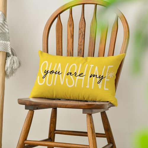 You Are My Sunshine Yellow Throw Pillow Cover 12x20
