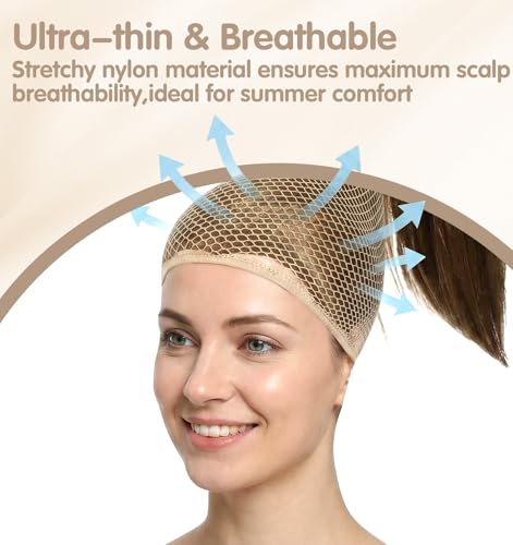 4-Pack Non-Slip Mesh Wig Cap for Long Hair and Cosplay
