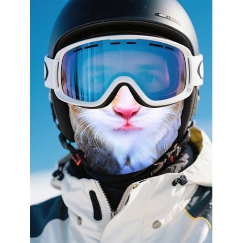 3D Cat Ski Mask Balaclava with Ears - Cat Shiesty Face Cover for Skiing, Music Festivals, Cycling, Halloween Parties