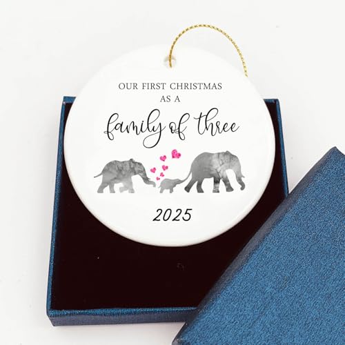 2025 Our First Christmas as a Family of 3 Elephant Ornament