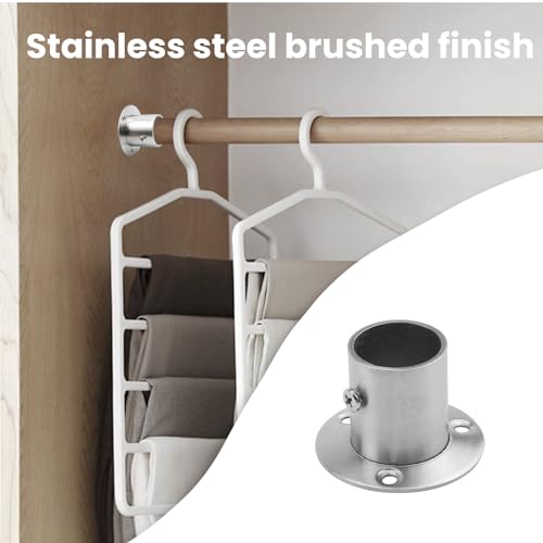 Antrader Stainless Steel Closet Rod Flange - 4-Pack Adjustable Support Holders