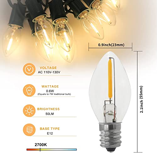 C7 LED Light String with 4 Candelabra Bulbs & Dimmer Switch - 4 Pack, Warm White, E12 Socket, Outdoor Use (Variation: C7 +Accessory-cord 4P)