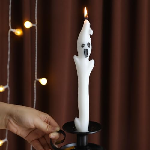 Spooky Ghost Candles - 2PCS Halloween Taper Candles for Decor