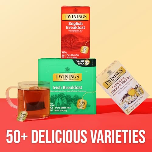 Twinings English Breakfast Black Tea Individually Wrapped Bags, 25