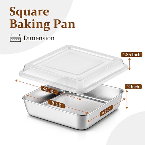 8x8 Inch Stainless Steel Baking Pan with Lid - LIANYU