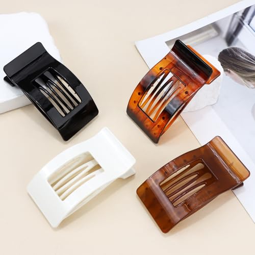 VELSCRUN Flat Hair Claw Clips - Matte Large Non-Slip Side Hair Clip