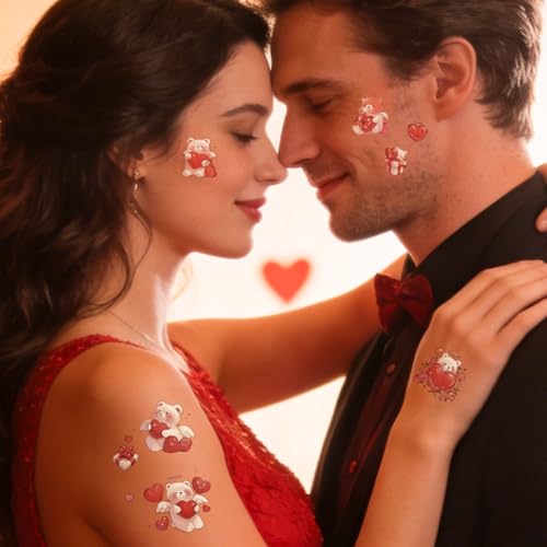 Valentine Temporary Tattoos Red Heart Rose Lip Fake Tattoo Stickers