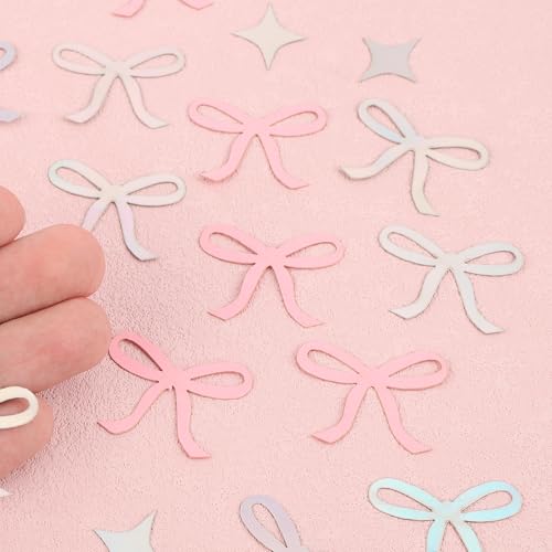 200pcs Pink Bow and Glitter Star Table Confetti for Wedding Party Decor