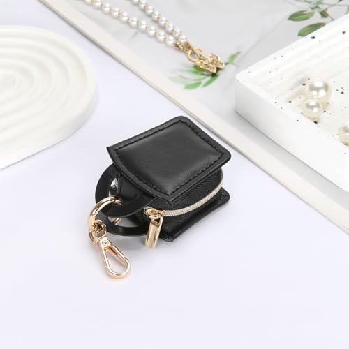 KUKUVR Travel Jewelry Ring Holder Box with Keychain - Black