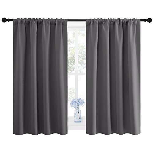 NICETOWN Grey Blackout Curtains 42" x 48" | Thermal Insulated Drapes